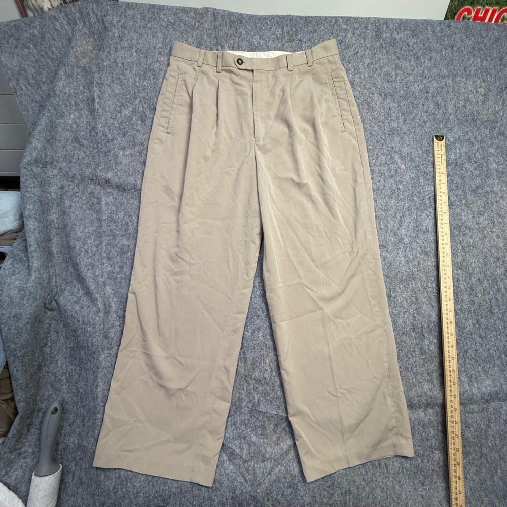 Cutter Buck‎ Mens Khaki Pleated Pants Size 34 Length 27